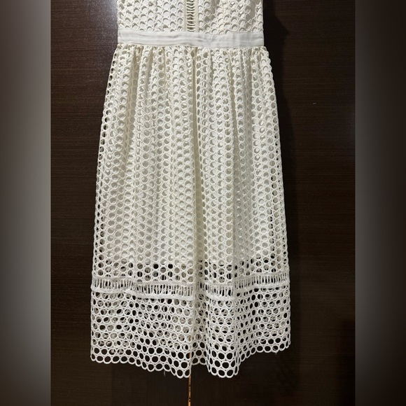 Aqua White Circle Lace Illusion Midi Dress Size L - Picture 6 of 13